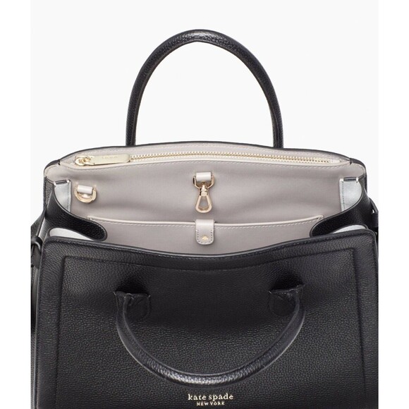 New Kate Spade Knott Pebble Leather Large Satchel Leather Black - Picture 5 of 8